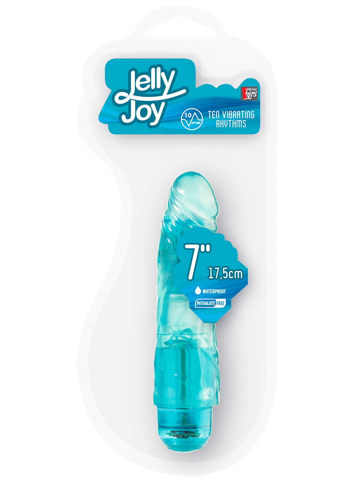 Dream Toys Jelly Joy 7" 10 Rhythms Blue Vibrator