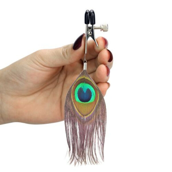 Lovetoy Nipple Clamp with Peacock Feather Trim